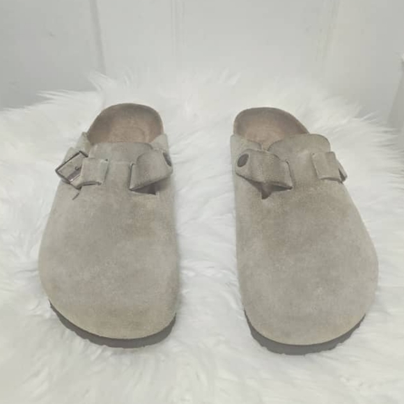Birkenstock Boston BS Suede Leather Soft Footbed Taupe Sandals Size L-10 M-8 main image 8